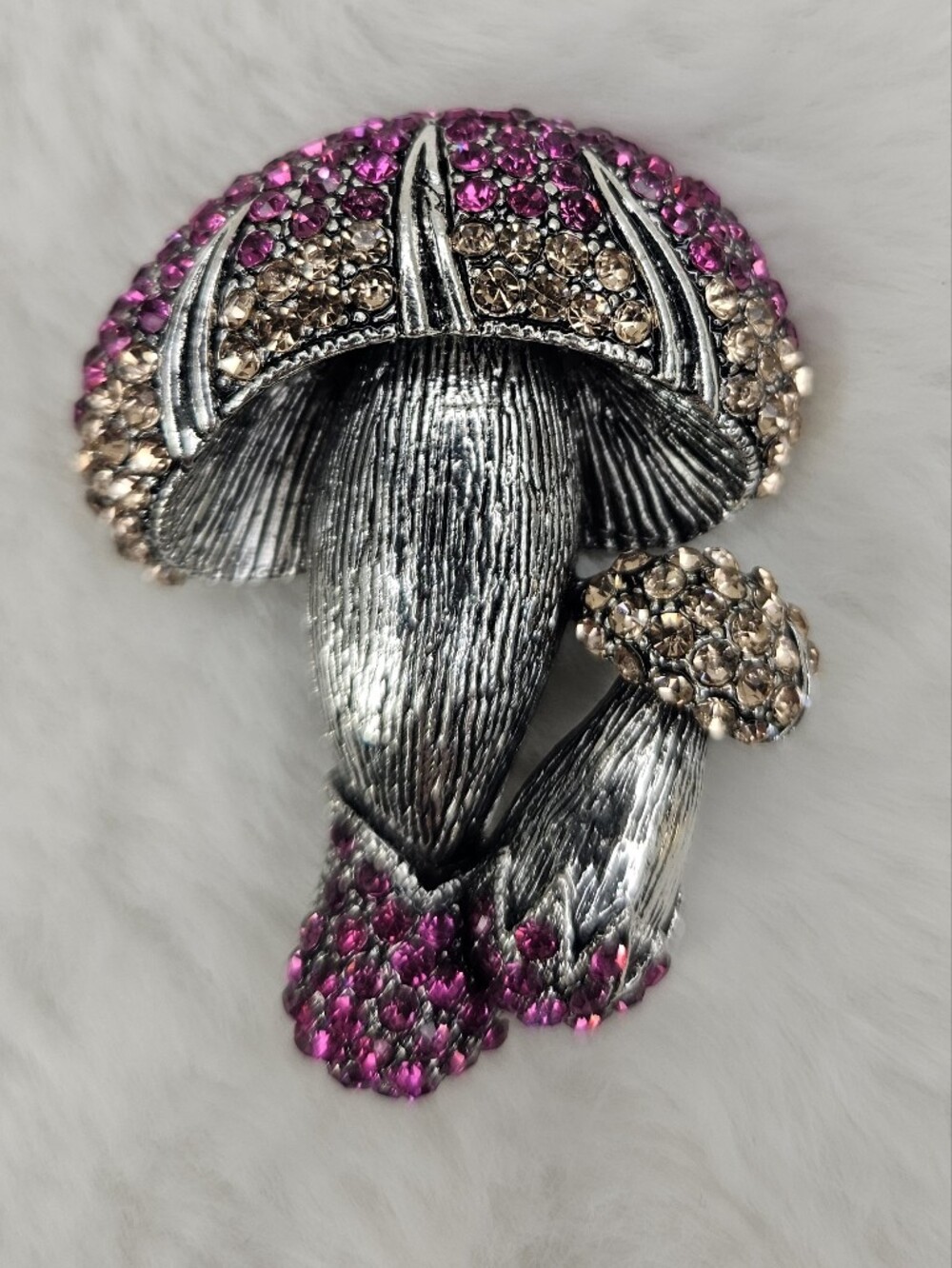 Crystal Mushroom Brooch